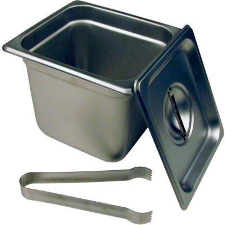 PARAGON INTERNATIONAL Paragon 5066S - Steam Table Pan Set, 1/6 Size, 6" Deep with Lid and Tongs, Stainless Steel 5066S